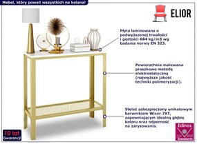 Nowoczesna konsola z półką złoty + biały połysk - Erid 3X
