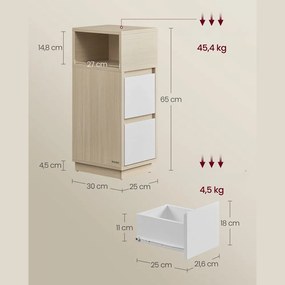 Szafka nocna ROBIN, 30x25x65cm, biała/beżowa Vasagle