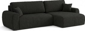 Stylowy narożnik rozkładany prawostronny  ARIEL L 246x150x87 cm w tkaninie Velo 19 czarnej