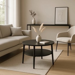 Stolik Kawowy Okrągły PAULO 60 cm Czarny Nowoczesny Loft