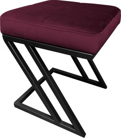 Pufa ZETA tkanina Welur loft ławka podnóżek metal : Kolor Stelaża - Czarny , Kolor tkaniny - VELVET - MG02, Typ tkaniny - Velvet