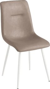 Komplet 2 krzeseł tapicerowanych "Zaren" ze skóry ekologicznej w kolorze gołębiej szarości z białą strukturą cm 45x59 90h