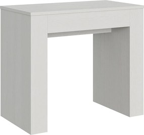 Konsola rozkładana 90x49/307 cm Extra Frassino biała wewnętrzne przedłużenia