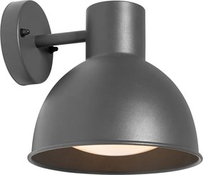 Industrialna lampa ścienna zewnętrzna ciemnoszara okrągła IP44 - Natas