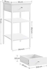 Stolik Boczny Szafka Nocna z Szufladą Biała - LET502B14