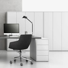 Szafa biurowa na dokumenty BLOCK, 4 drzwi, 1600 × 400 × 1748 mm, biały