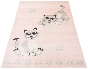 Różowy dywan z kotkami do pokoju dziecięcego H0-E16