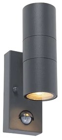 Lampa ścienna zewnętrzna antracytowa z czujnikiem ruchu 2-światła IP44 - Duo