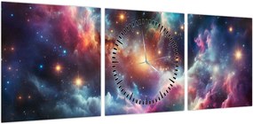 Obraz - Ciemny kosmos (z zegarem) (90x30 cm)