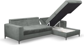 Masseno Narożnik GRIFO z funkcją spania i pojemnikiem na pościel Narozniki L, Rozkładana sofa - Szary, VELLUTO GREY 16