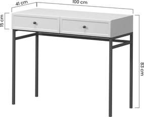 Toaletka Lorini 100 cm z szufladami - kaszmir / czarne uchwyty T-bar / stelaż