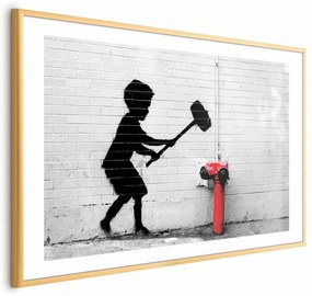 Plakat Zniszczyć hydrant 42x29,7 cm z ramą złotą z marginesem ARTGEIST B