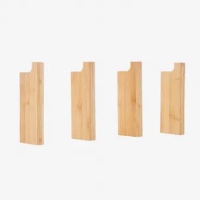 Zestaw 4 Bambusowych Wieszaków Ściennych Ambroz Bambus - Sklum