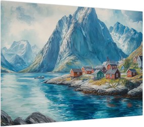Obraz na szkle - Norweskie miasteczko (70x50 cm)