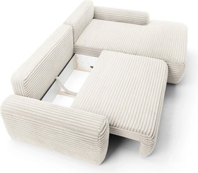 Masseno Narożnik OSSO z funkcją spania i pojemnikiem na pościel Narozniki L, Rozkładana sofa - Kremowy, AMBIENCE 01