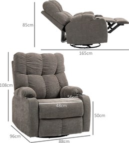 HOMCOM Fotel Relaksacyjny z Podnóżkiem, Leżak, Obrotowy, do 150 kg, Konstrukcja Stalowa, 88x96x108cm, Jasnobrązowy