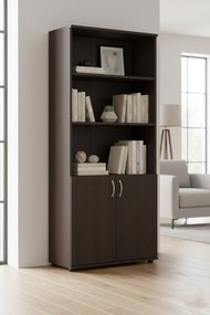 Klasyczny regał biurowy z drzwiczkami wenge N5-A64