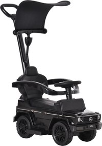 HOMCOM Jeździk z rączką Mercedes-Benz G350 z kierownicą 3-w-1, pojazd do pchania dla dzieci 18-36 miesięcy, czarny | Aosom PL