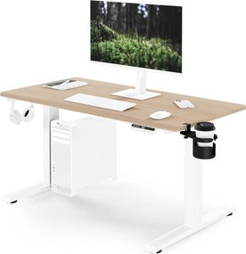 Biurko elektryczne z regulacją wysokości ergonomiczne białe/dąb sonoma,1200x600 mm: ARIA