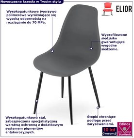 Ciemnoszare krzesło plastikowe do jadalni W6-G89