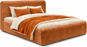 Rudobrązowe łóżko tapicerowane z zagłówkiem A1-K39