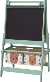 AIYAPLAY 3-w-1 Tablica dziecięca z rolką papieru, Tablica kredowa, Whiteboard, Koszyki na akcesoria, 54 x 46,5 x 93 cm, zielona