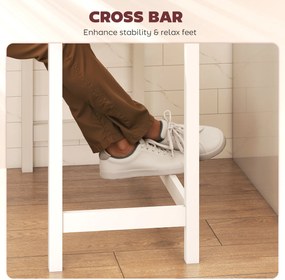 HOMCOM Stół Barowy, Dębowy, kompaktowy, dla 2 osób, Drewno Naturalne + Białe