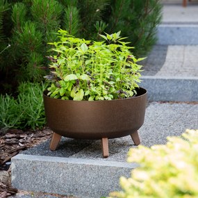 Donica ogrodowa okrągła Gracia Low ECO Wood 38 cm kawa PROSPERPLAST