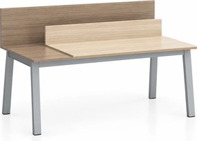 Biurko SINGLE LAYERS, blat przesuwny, z przegrodami, dąb naturalny/dąb bejcowany