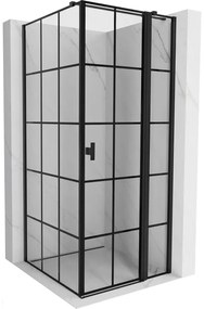 Mexen Mist T kabina prysznicowa uchylna prawa 80 x 80 cm, czarna kratka, czarna - 8A4T-080-080-70-77-P
