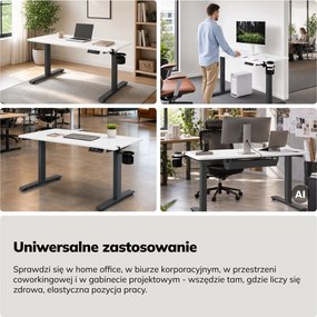 Biurko do pracy z regulacją wysokości Aria 120×60 cm, blat biały / podstawa antracyt
