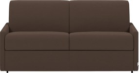 Kanapa 4-osobowa rozkładana typu express z brązowej tkaniny z siedziskiem z pianki z pamięcią kształtu - Powierzchnia 160 cm - Materac 22 cm z pianki i termoelastycznej CALIFE