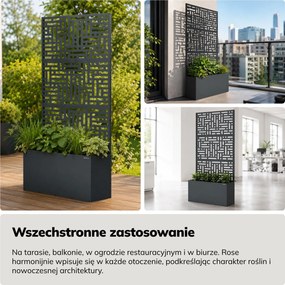 Pergola ogrodowa metalowa z donicą antracytowa 3in1, 900x1800x300 mm: ROSE
