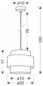 Czarno-naturalna lampa wisząca z tekstylnym kloszem ø 20 cm Twin – Candellux Lighting