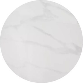 Stolik kawowy Natario z ceramicznym blatem w kolorze białego marmuru i złotą metalową podstawą