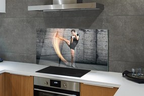 Szkło do Kuchni na Ścianę Kobieta Trenująca Fitness