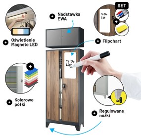 Szafa na dokumenty biurowa metalowa antracytowa/ orzech: Eco Design JAN H, 900 x 1950 x 400 mm