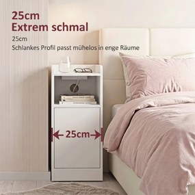 HOMCOM Zestaw 2 stolików nocnych ze stacją ładującą, wąska szafka nocna z otwartą półką, regulowaną półką do sypialni | Aosom PL