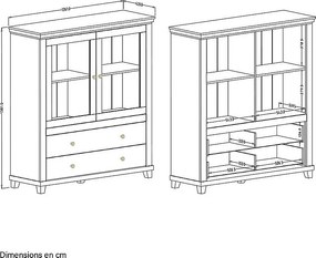 Komoda wysoka EVORA 2D2S 126 zielona mat/dąb lefkas