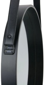 PROMOCJA Czarny okrągły lustro ze skórzaną rączką NAHAD Ø50 cm II jakość