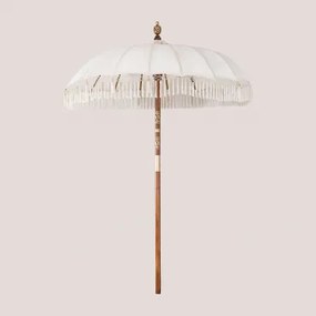 Parasol Ø186 Cm Z Tkaniny Orongo I Drewna Gardenia Biel - Sklum