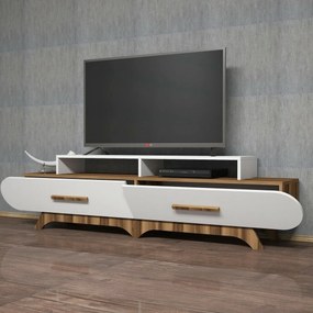 Stolik pod telewizor Flora White and Walnut