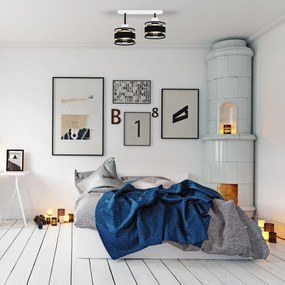 Lampa sufitowa biała dwupunktowy spot z czarnymi abażurami T-3306WE-SC