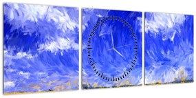 Obraz - Obraz olejny, Złote pole (z zegarem) (90x30 cm)