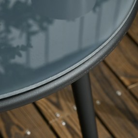 Outsunny Zestaw mebli ogrodowych dla 2 osób z 1 stołem, 2 krzesłami z poduszkami siedziskowymi, zestaw na balkon, stal, szary