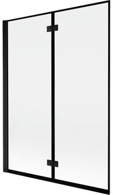 Mexen Mist parawan nawannowy 2-skrzydłowy lewy 130 x 150 cm, czarna ramka, czarny - 8A9-130-002-70-70-L