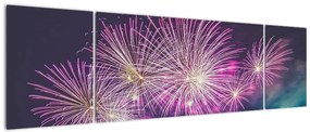 Obraz nocnego miasta z fajerwerkami (170x50 cm)