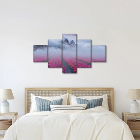 Obraz - Krajobraz z polami tulipanów (125x70 cm)