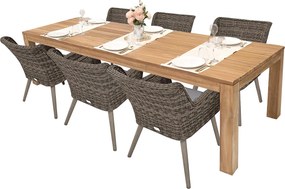 Zestaw ogrodowy rattanowy MONTE MALIBU 240 (szary) 8x Krzesło ogrodowe MALIBU (szare)