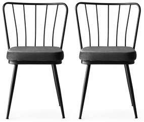 Zestaw krzeseł do jadalni Yildiz Anthracite  and Black, 2 szt., 2 szt.